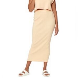 NWT Sophia Richie x Bar III Ribbed Knit Maxi Skirt in Buttery Yellow, Size XXL.